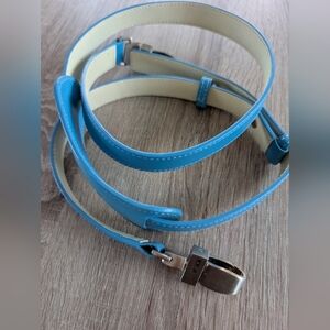 Brand New Tumi Turquoise Leather Adjustable Shoulder Strap Silver Clasps